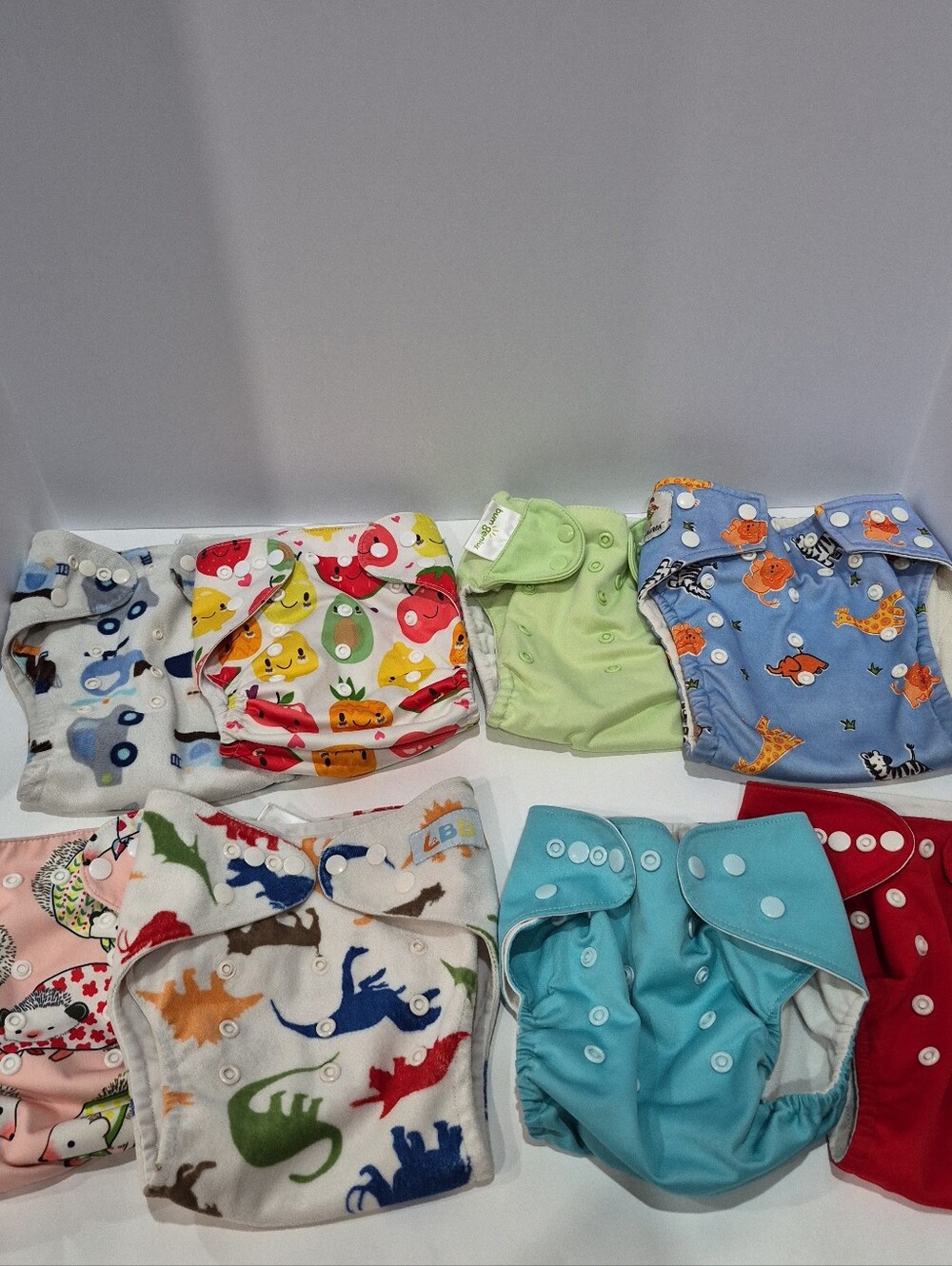 Mixed Brand Reusable Cloth Snap Diapers Covers Adjustable Lot Of 8 & 15 Inserts